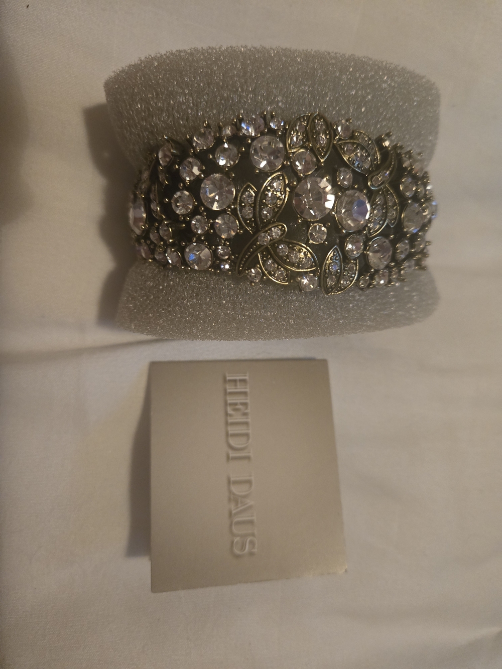 Heidi Daus Silver-Tone Crystal Leaf Statement Cuff Bracelet - Picture 5 of 8